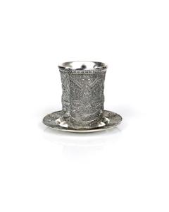 Kiddush Cup with Matching Tray Silver Plated Filigree Design