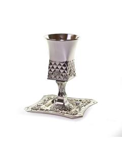 Silverplate Kiddush Cup with Foot-Squares