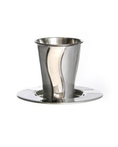 Stainless Steel Wave Design Kiddush Cup-Silver