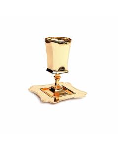 Silverplate Kiddush Cup Set with Stem - Gold