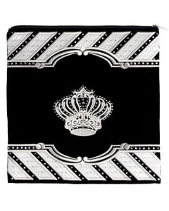 Black Velvet Tallis Bag with White Striped Design - Large