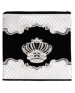 Black Velvet Tallis Bag with White Quilted Design - Large