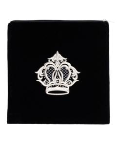 Black Velvet Tallis Bag with Crown - Large