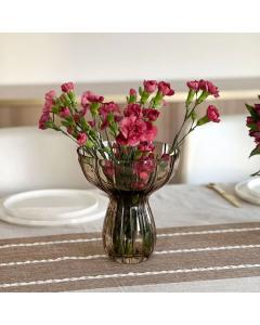 Funnel Amber Ribbed Glass Vase