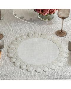Linen Style Placemat with Scalloped Edge - Pack of 6