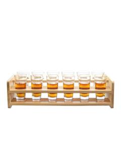 Shot Glasses - Set of 12 in a Wooden Base