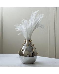 Stainless Steel Vase with Gold Balls Large