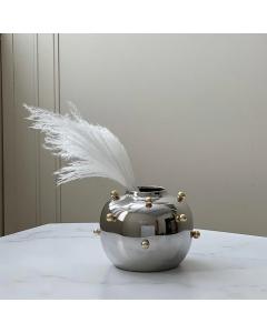 Stainless Steel Vase with Gold Balls Small