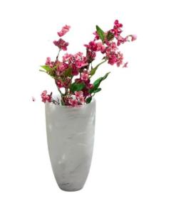 Resin White Swirl Vase with Long Neck