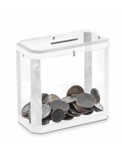 Tzedakah Box with Thick Clear Lucite and White Marble  Lucite Edges