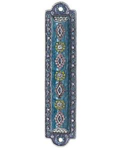 Jeweled Mezuzah Case with Multicolored Stones