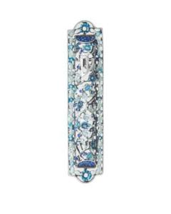 Jeweled Mezuzah Case with Blue Stones