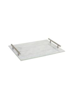 White Marble and Lucite Challah Board