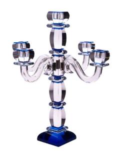 Blue & Clear Crystal 5 Branch Candelabra