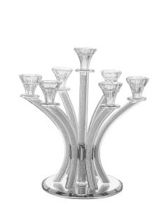 7 Branch Crystal Candelabra with Crushed Stones