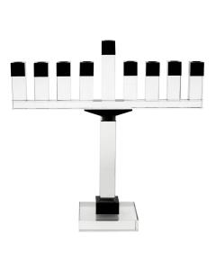 Large Crystal Oil Menorah with Black Accents