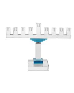 Crystal Oil Menorah with Blue Accents - 10.5" H
