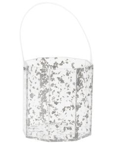 Hexagon-Shaped Lucite Ice Bucket with Silver Flakes