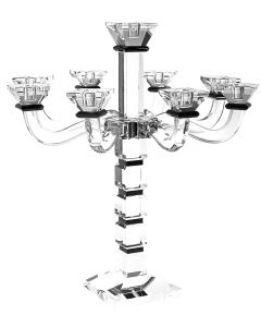 9 Branch Crystal Candelabra with Black Accents