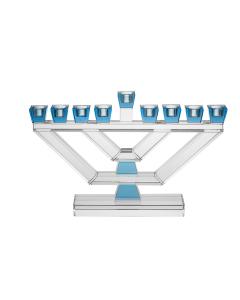 Large Crystal Oil Menorah - Blue