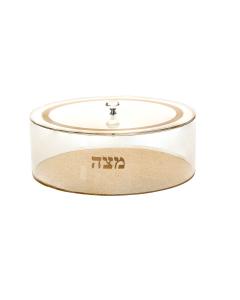 Round Lucite Matzah Box - Gold
