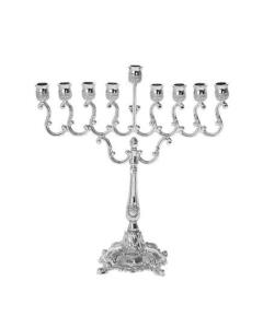 Silver Plated Menorah with Ornate Base