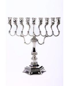 Silver Plated Menorah with Hexagon Base