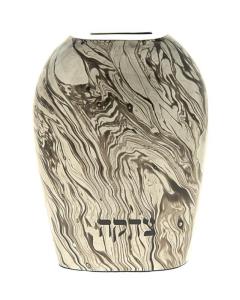 Metal Tzedakah Box with Metal Grey & Silver Flares