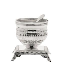 Single Salt Bowl with Spoon - Beaded Design