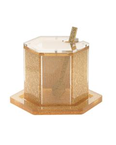Lucite Honey Dish with Spoon - Gold