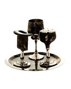 Enamel & Stainless Steel Havdalah Set - Brown & Gold