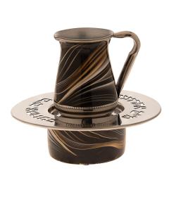 Stainless Steel Mayim Achronim with Brown and Gold Enamel