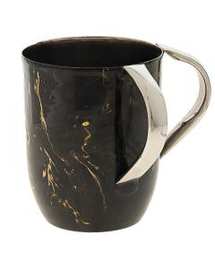 Enamel & Stainless Steel Washing Cup - Brown & Gold