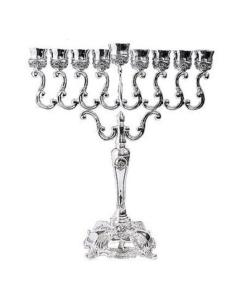 Traditional Silver Plated Menorah with Elegant Base - Large