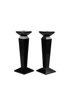 Sleek Solid Crystal Candlesticks - Black