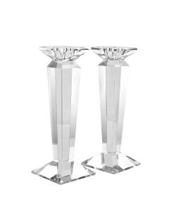 Sleek Solid Crystal Candlesticks - Clear