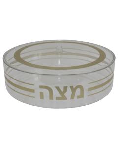 Lucite Matzah Box Round - Gold