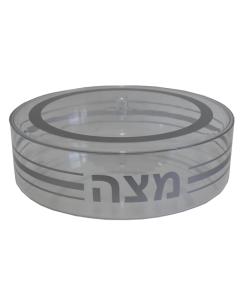 Lucite Matzah Box Round - Silver