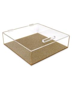 Lucite Matzah Box Square - Gold