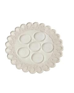 Linen Style Lucite Seder Plate with Scalloped Edge