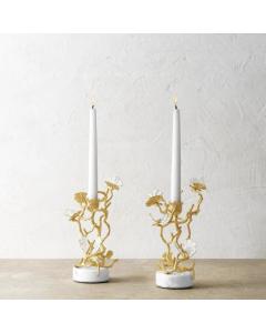 Butterfly Ginkgo Gold Candleholders - Set of 2