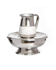 Stainless Mayim Achronim-Geometric Design White/Gold