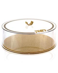 U Collection- Round Matzah Box- Gold