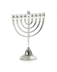 Silver Plated Metal Classic Small Menorah - 9" Tall