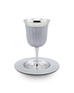 Ivory Enamel Stemmed Kiddush Cup with Plate