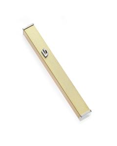 Gold Aluminum Mezuzah with Nickel Shin - 4.7" Tall