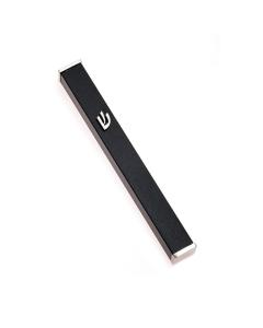 Black Aluminum Mezuzah with Nickel Shin - 4.7" Tall