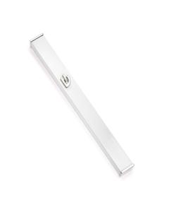White Aluminum Mezuzah with Nickel Shin - 7.9" Tall