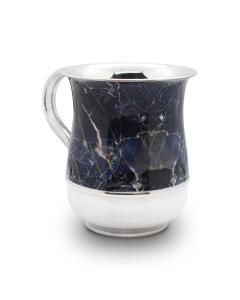 Stainless Steel & Faux Marble Netilat Yadayim Cup - Black & Gold