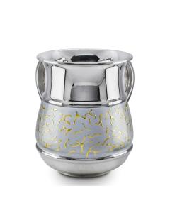 Stainless Steel Washing Cup with Gray Enamel/Gold-Colored Branches